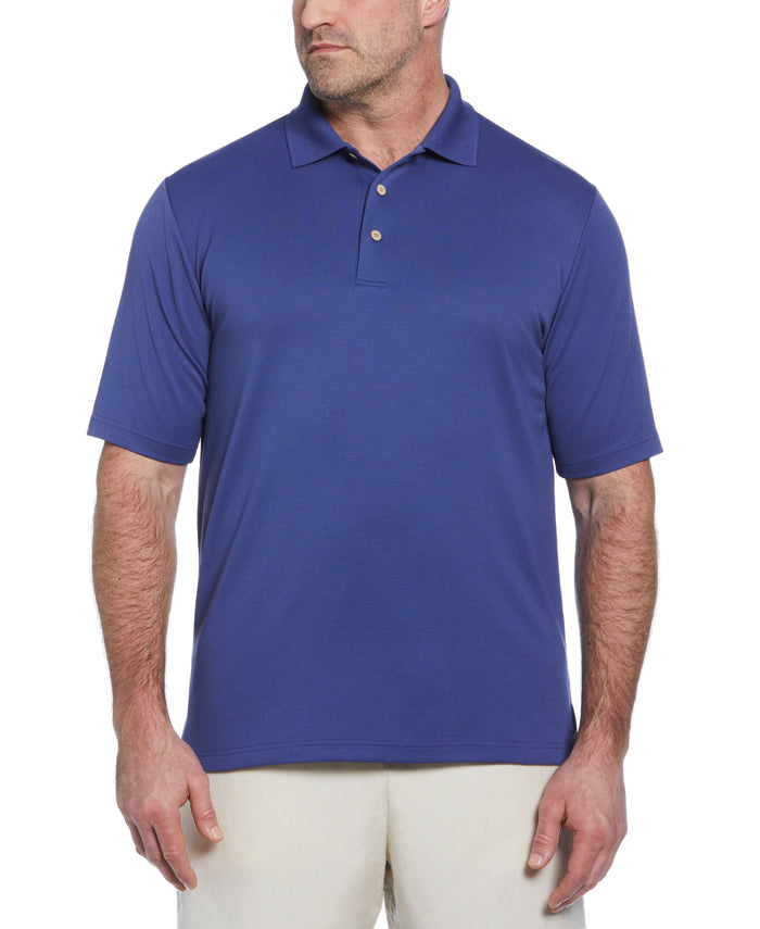 cubavera Big & Tall Solid Textured Polo Skipper Blue