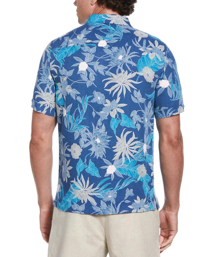 Cubavera Botanical Print Shirt Dutch Blue