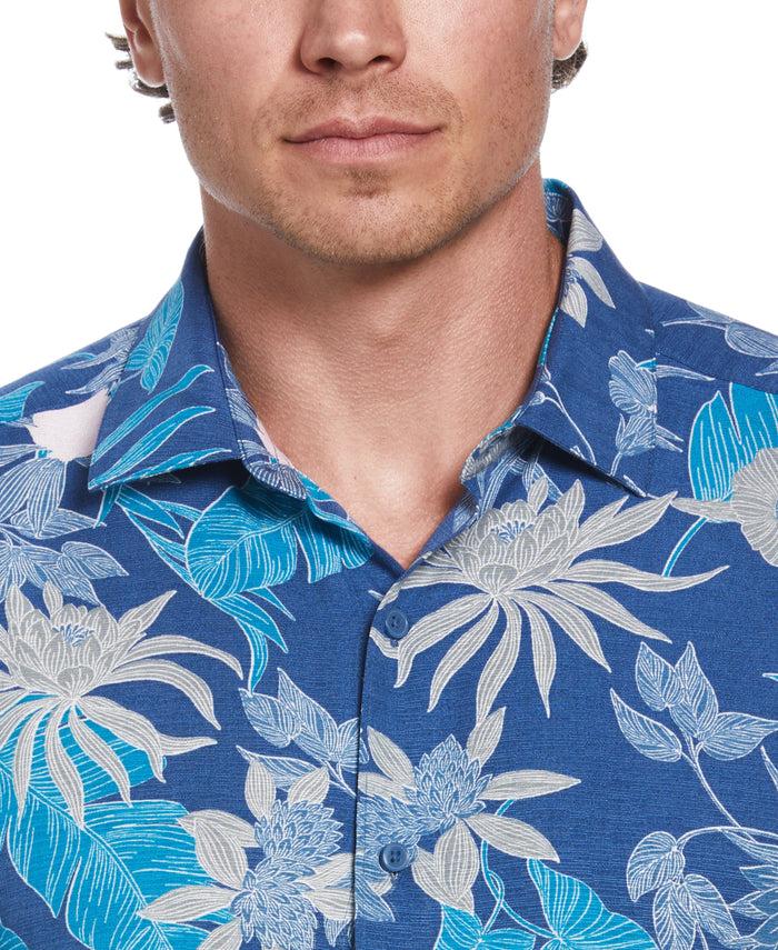 Cubavera Botanical Print Shirt Dutch Blue