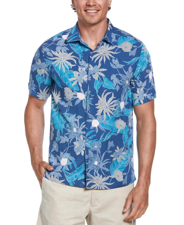cubavera Botanical Print Shirt Dutch Blue