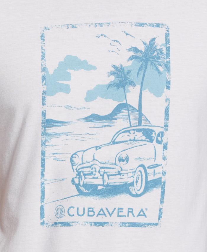 Cubavera Car Palms Print Tee White