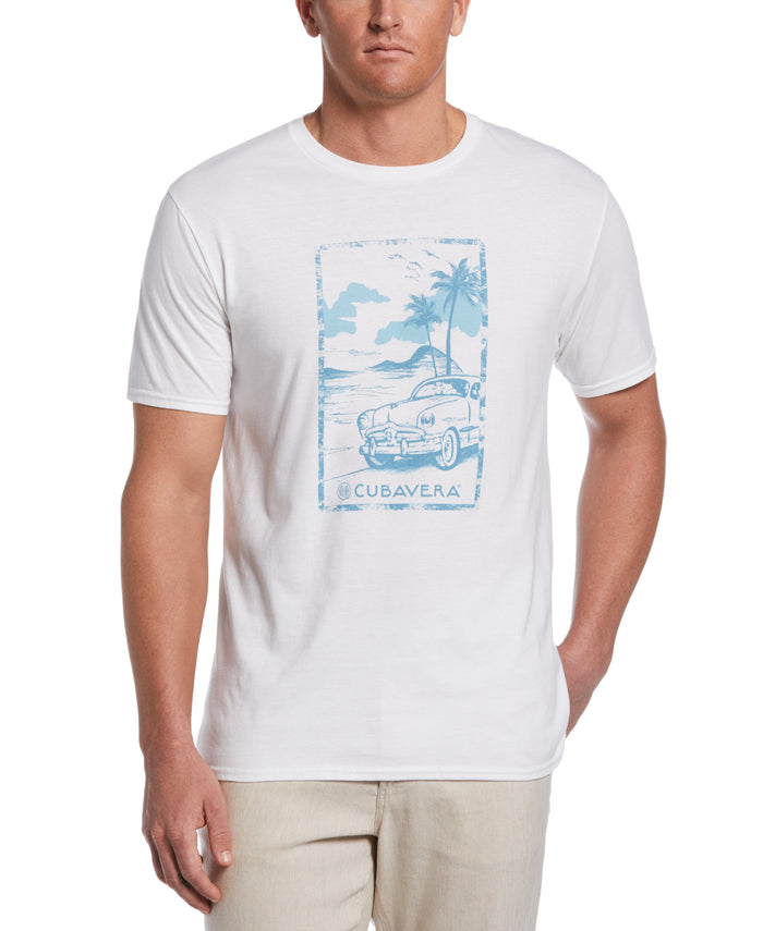 Cubavera Car Palms Print Tee White