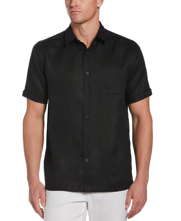 cubavera Classic Solid Linen Shirt Jet Black