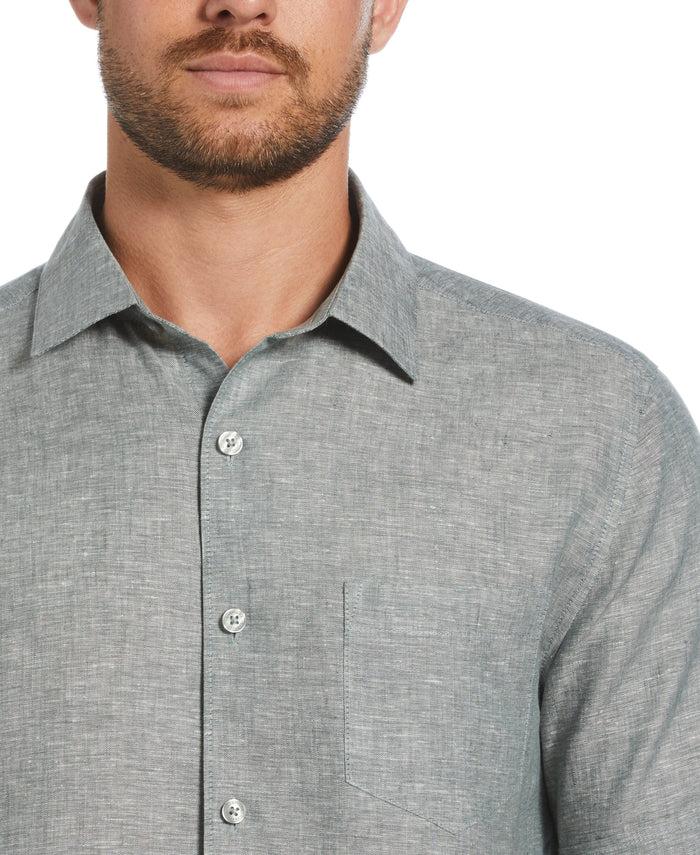 Cubavera Classic Two-Tone Linen Shirt Balsam Green