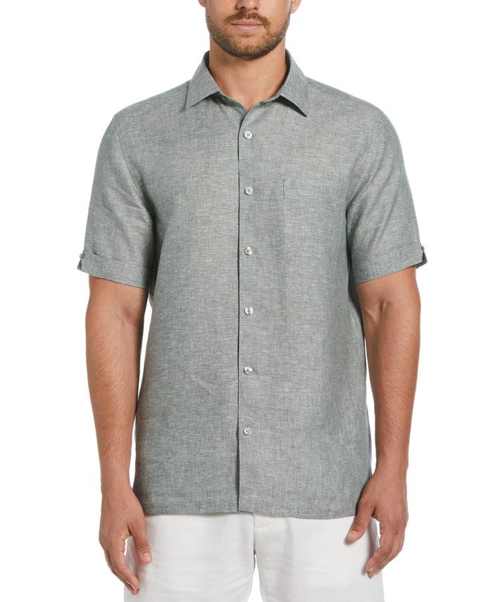 cubavera Classic Two-Tone Linen Shirt Balsam Green