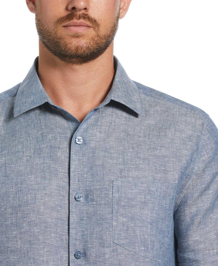 Cubavera Classic Two-Tone Linen Shirt Ensign Blue