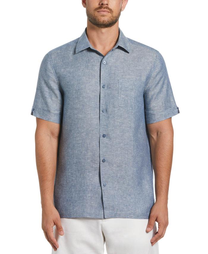 cubavera Classic Two-Tone Linen Shirt Ensign Blue