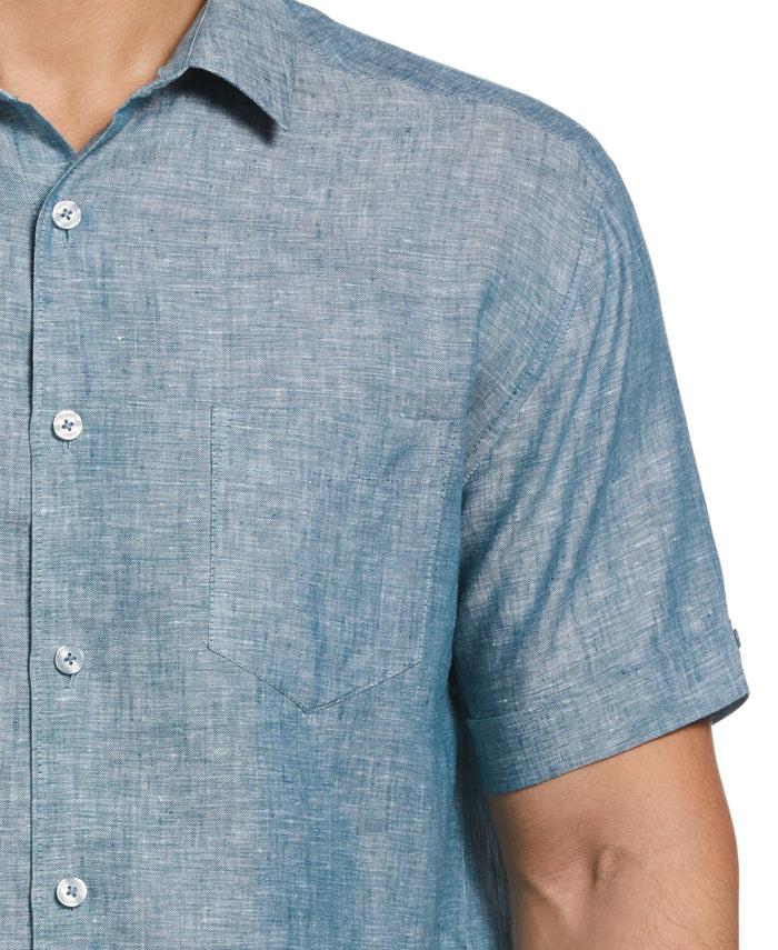 Cubavera Classic Two-Tone Linen Shirt Legion Blue