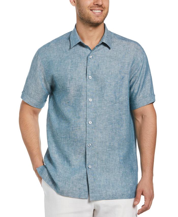 cubavera Classic Two-Tone Linen Shirt Legion Blue