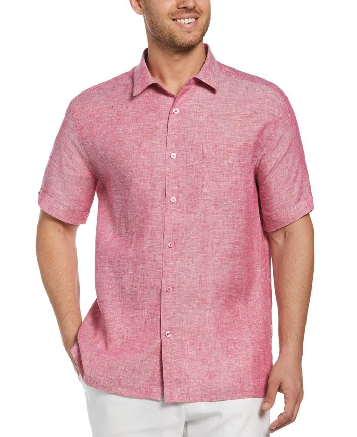 cubavera Classic Two-Tone Linen Shirt Sangria