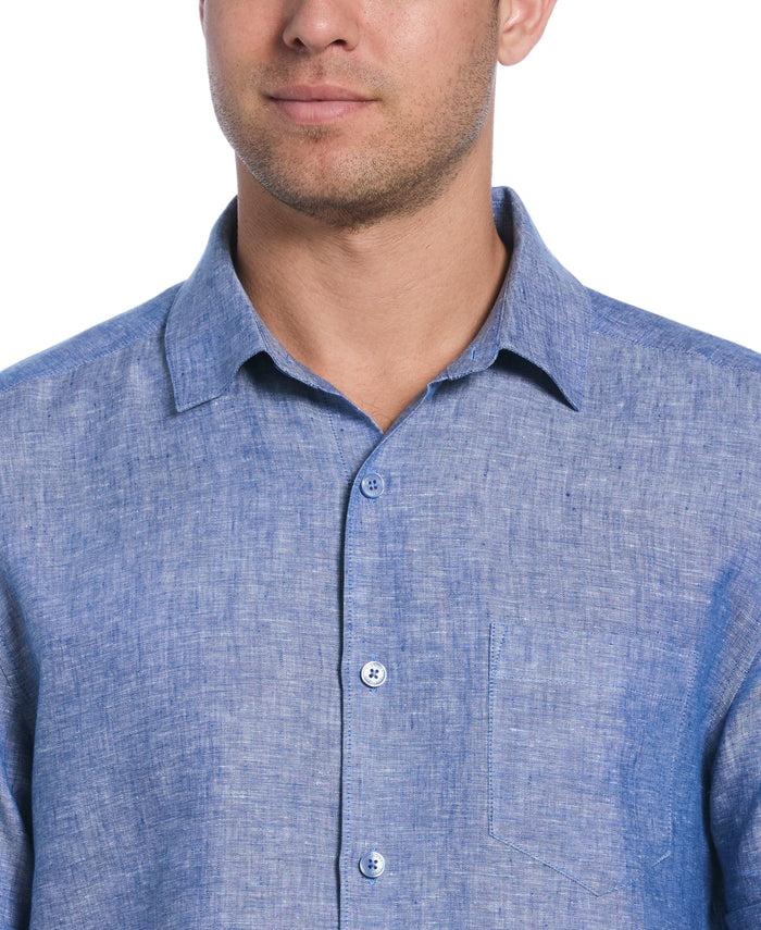 Cubavera Classic Two-Tone Linen Shirt True Blue