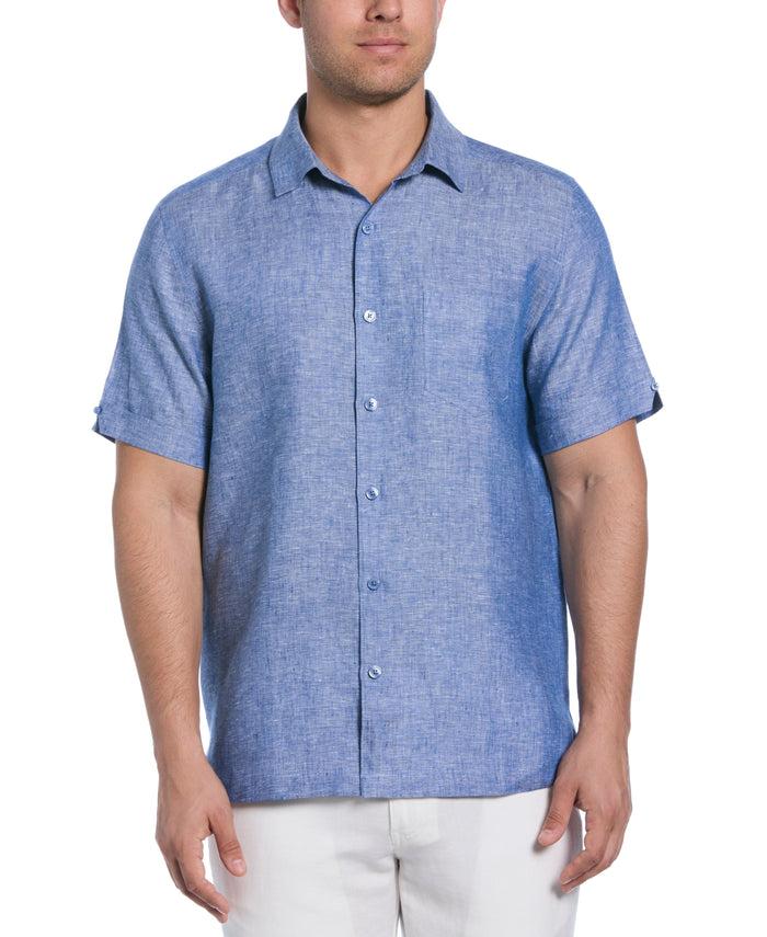 cubavera Classic Two-Tone Linen Shirt True Blue