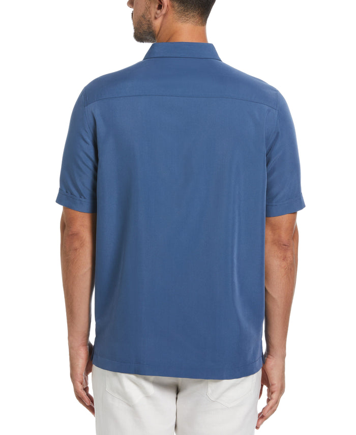 Cubavera Color Block Embroidery Shirt Ensign Blue