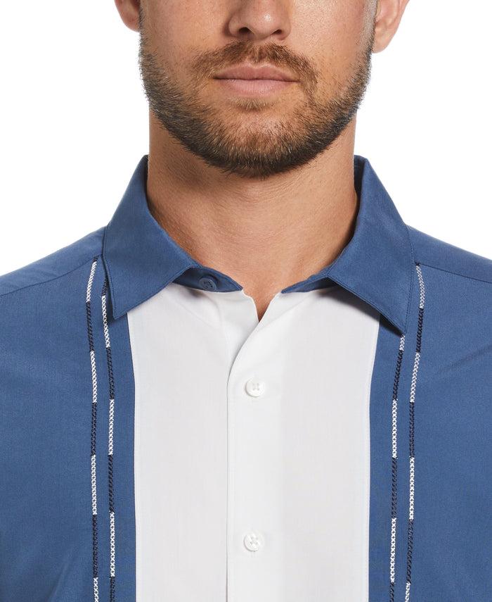 Cubavera Color Block Embroidery Shirt Ensign Blue