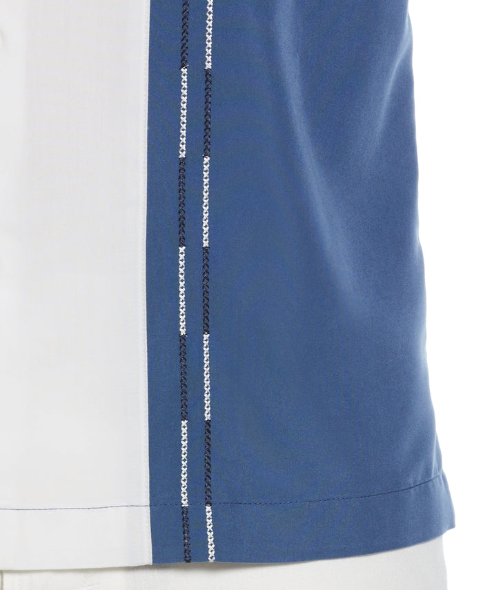 Cubavera Color Block Embroidery Shirt Ensign Blue