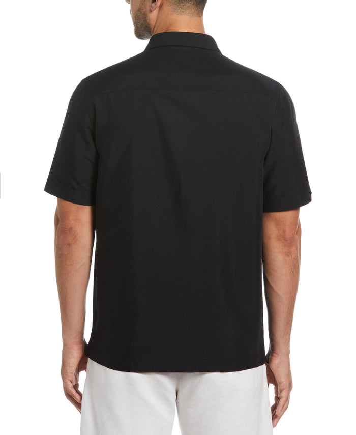 Cubavera Color Block Embroidery Shirt Jet Black