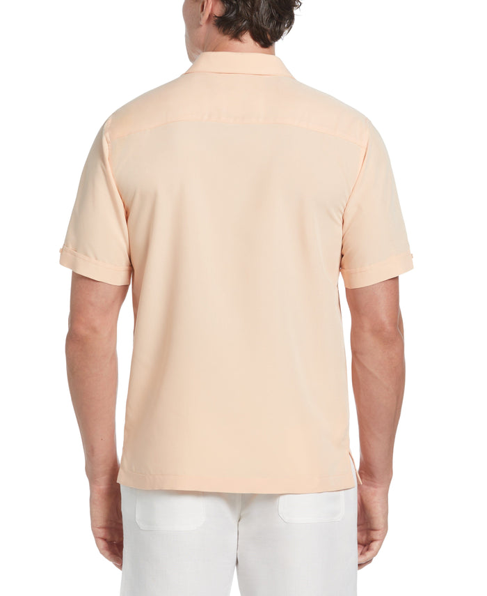 Cubavera Color Block Embroidery Shirt Peach Nougat