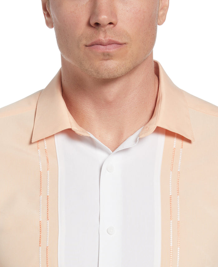 Cubavera Color Block Embroidery Shirt Peach Nougat