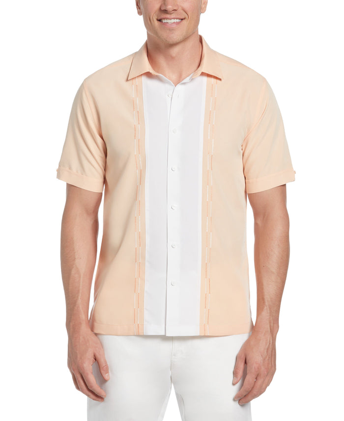 cubavera Color Block Embroidery Shirt Peach Nougat