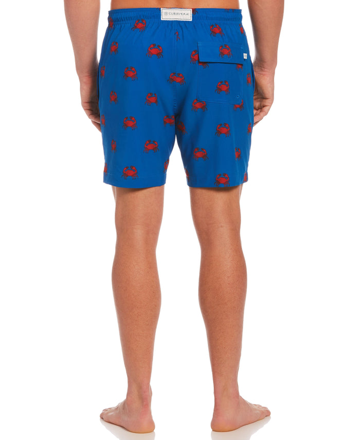 Cubavera Crab Print Swim Trunks Skydiver