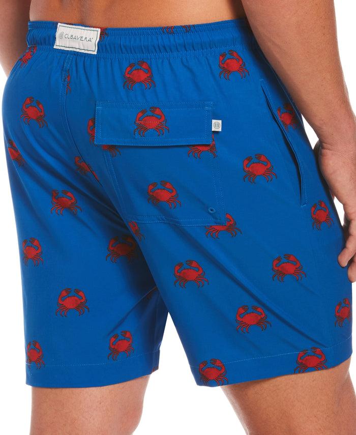 Cubavera Crab Print Swim Trunks Skydiver