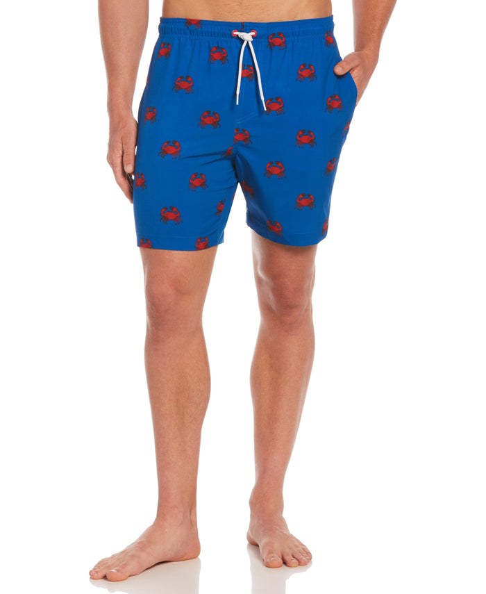 cubavera Crab Print Swim Trunks Skydiver