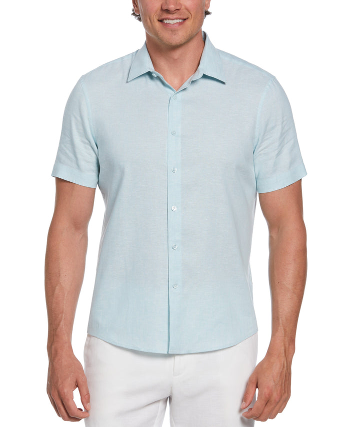 cubavera Cross Hatch Pattern Shirt Aqua Esque