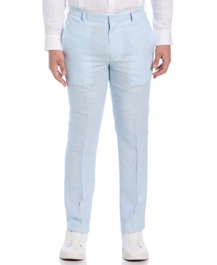 cubavera Delave Linen Flat Front Pant Dream Blue