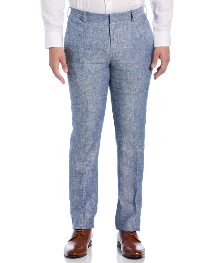 cubavera Delave Linen Flat Front Pant Ensign Blue