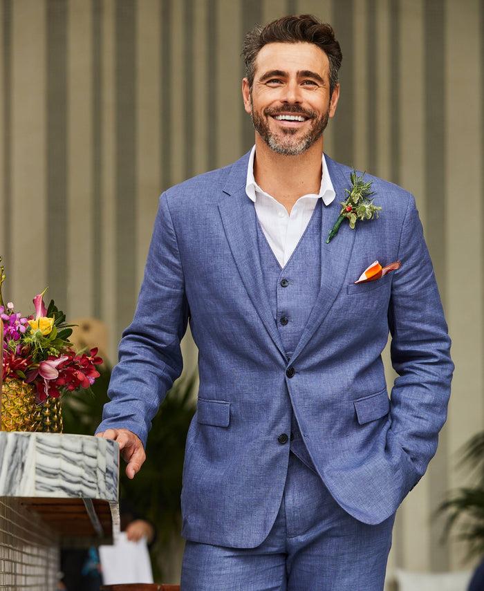 Cubavera Delave Linen Vest Navy Peony