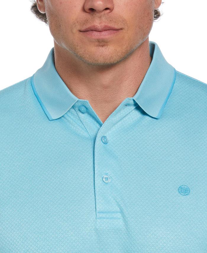 Cubavera Diamond Jacquard Polo Shirt Aqua Esque