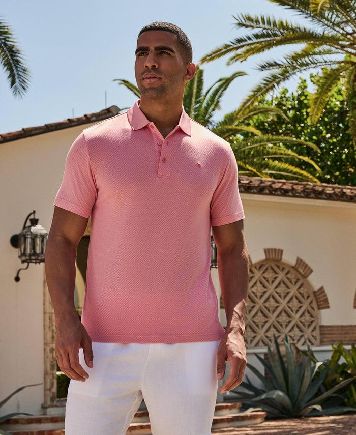 Cubavera Diamond Jacquard Polo Shirt Pink Dolphin