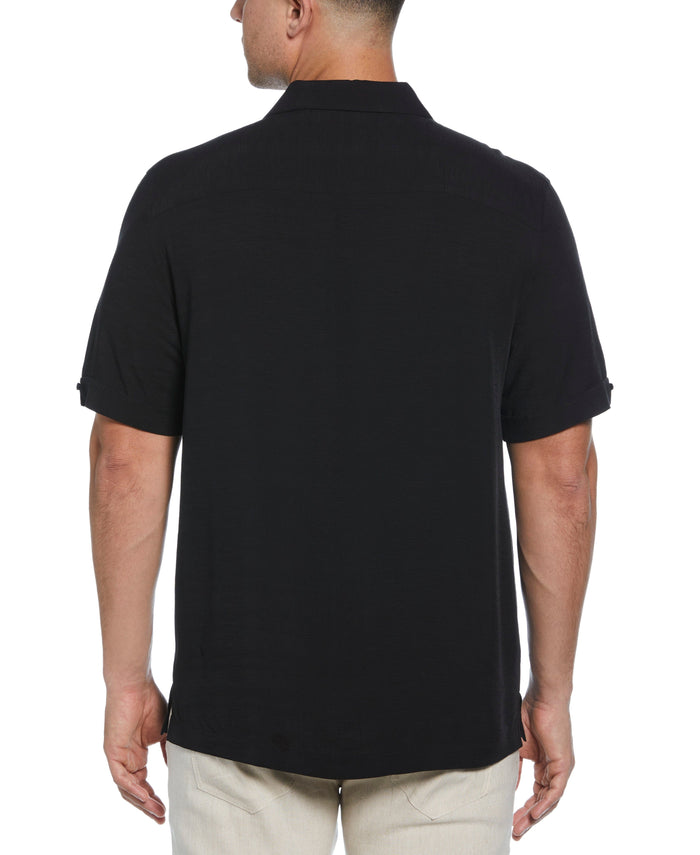 Cubavera Embroidered Floral Shirt Jet Black