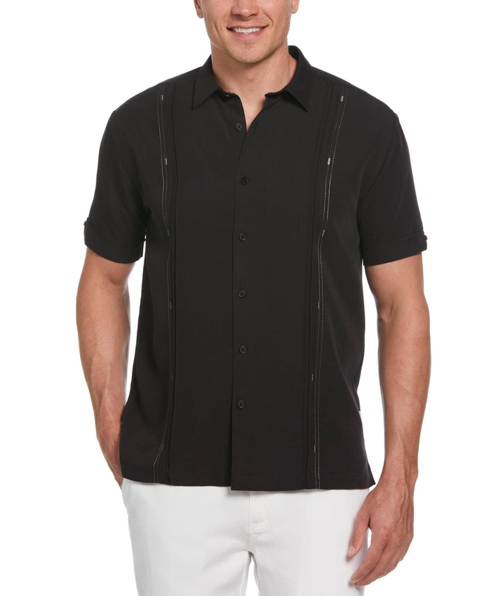 cubavera Embroidered Panel Shirt Jet Black