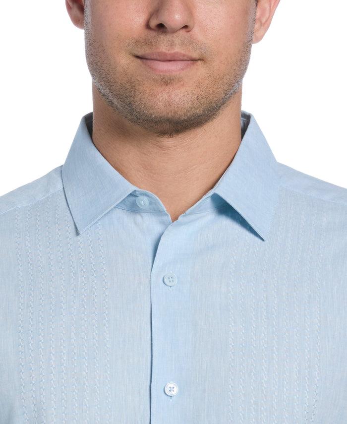 Cubavera Engineered Dobby Panels Shirt Dream Blue