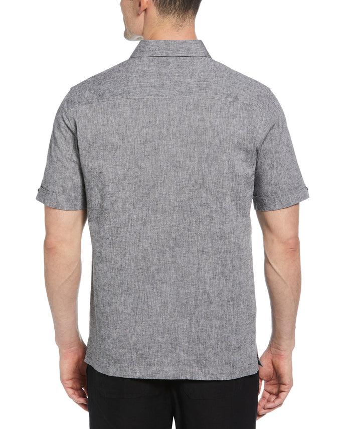 Cubavera Engineered Dobby Panels Shirt Jet Black