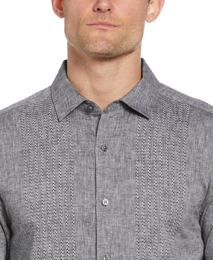 Cubavera Engineered Dobby Panels Shirt Jet Black