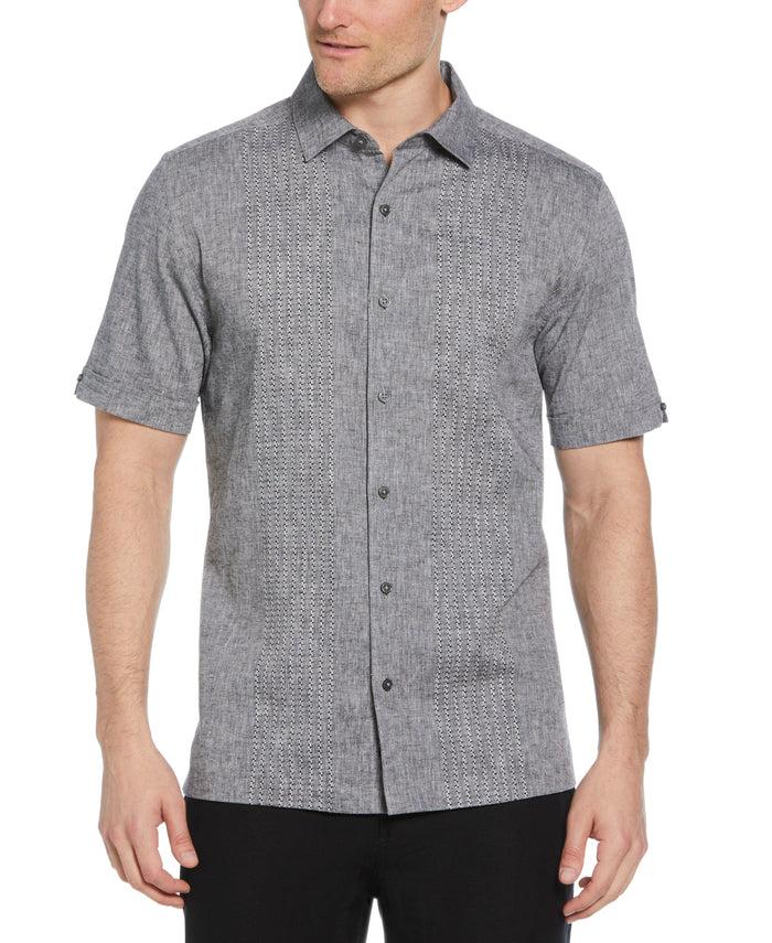 cubavera Engineered Dobby Panels Shirt Jet Black