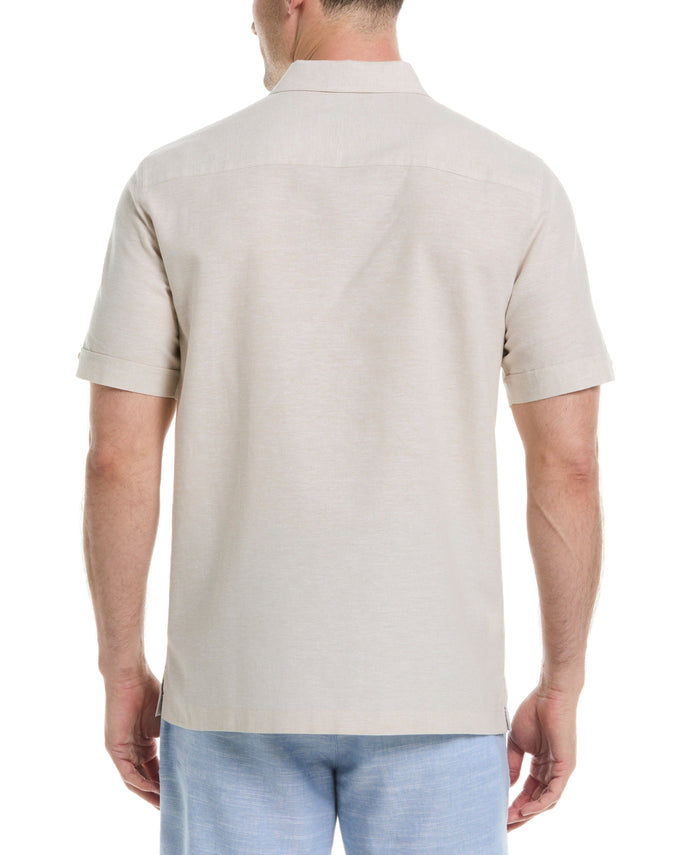 Cubavera Engineered Stripe Panel Shirt Egret