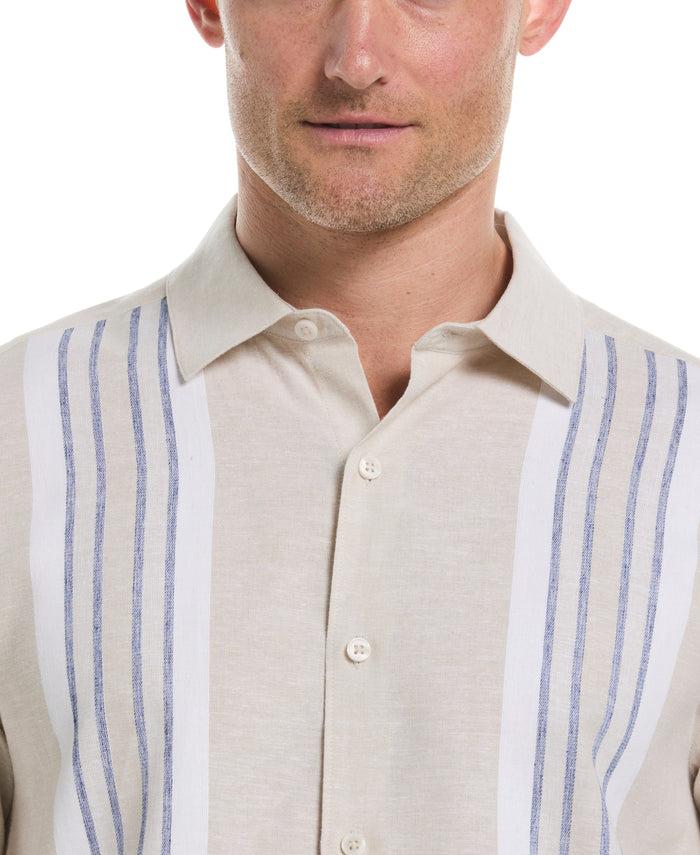 Cubavera Engineered Stripe Panel Shirt Egret