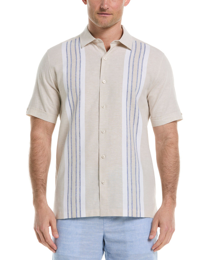 cubavera Engineered Stripe Panel Shirt Egret