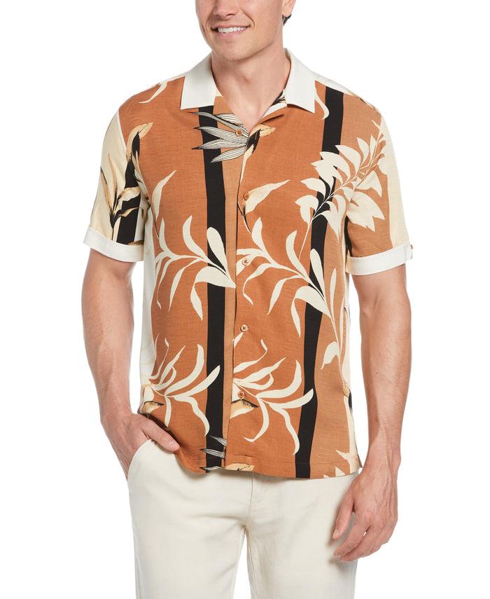 cubavera Engineered Stripe Print Shirt Pecan Brown