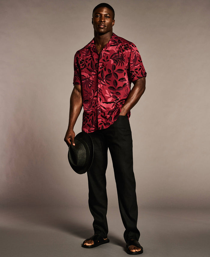 Cubavera Exploded Print Shirt Cabernet