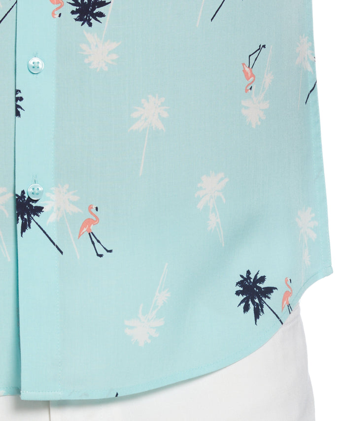 Cubavera Flamingo Print Shirt Pastel Turquoise