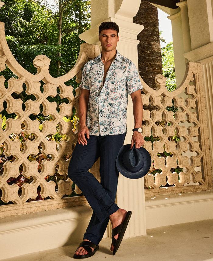 Cubavera Floral Print Shirt Brilliant White