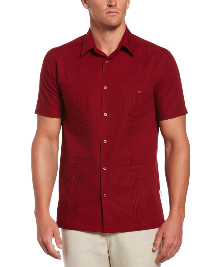 cubavera Four Pocket Guayabera Shirt Biking Red