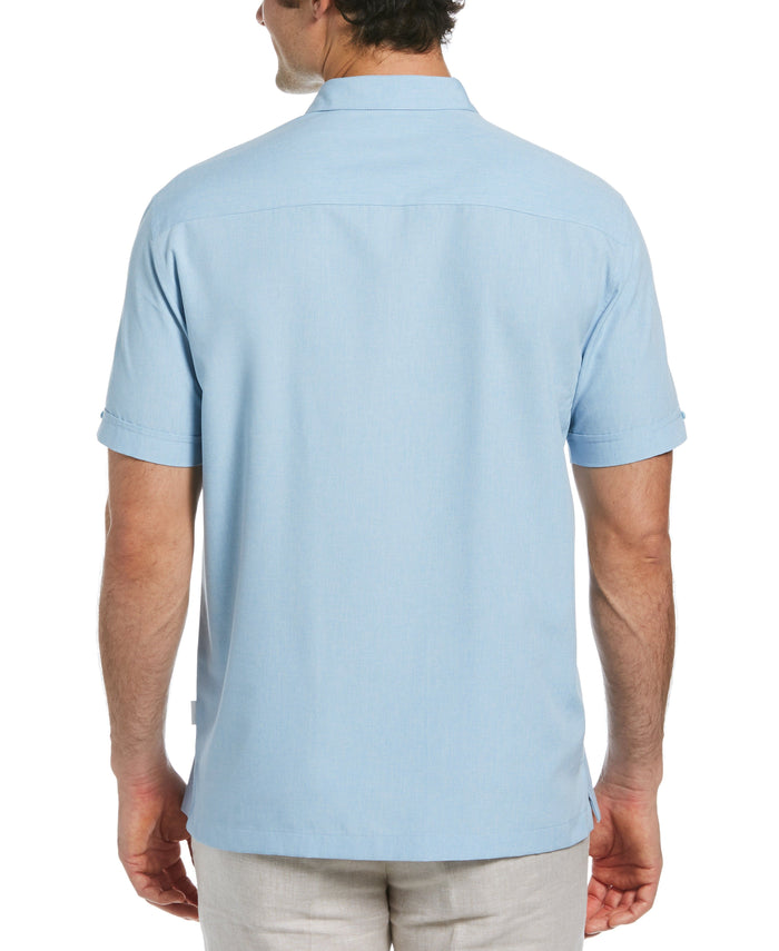 Cubavera Geo Embroidered Panel Shirt Cerulean