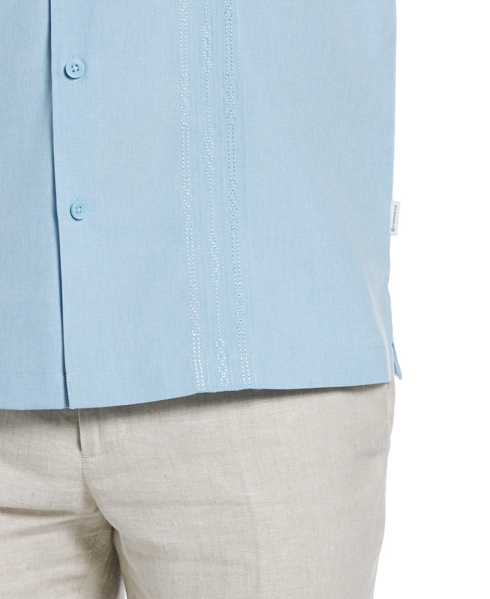 Cubavera Geo Embroidered Panel Shirt Cerulean