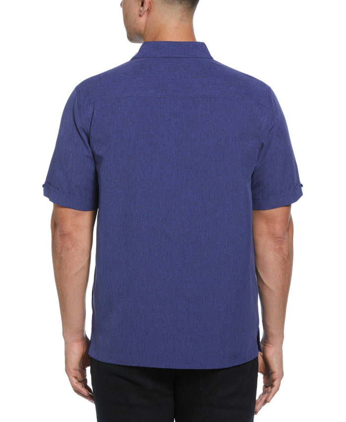 Cubavera Geo Embroidered Panel Shirt Skipper Blue