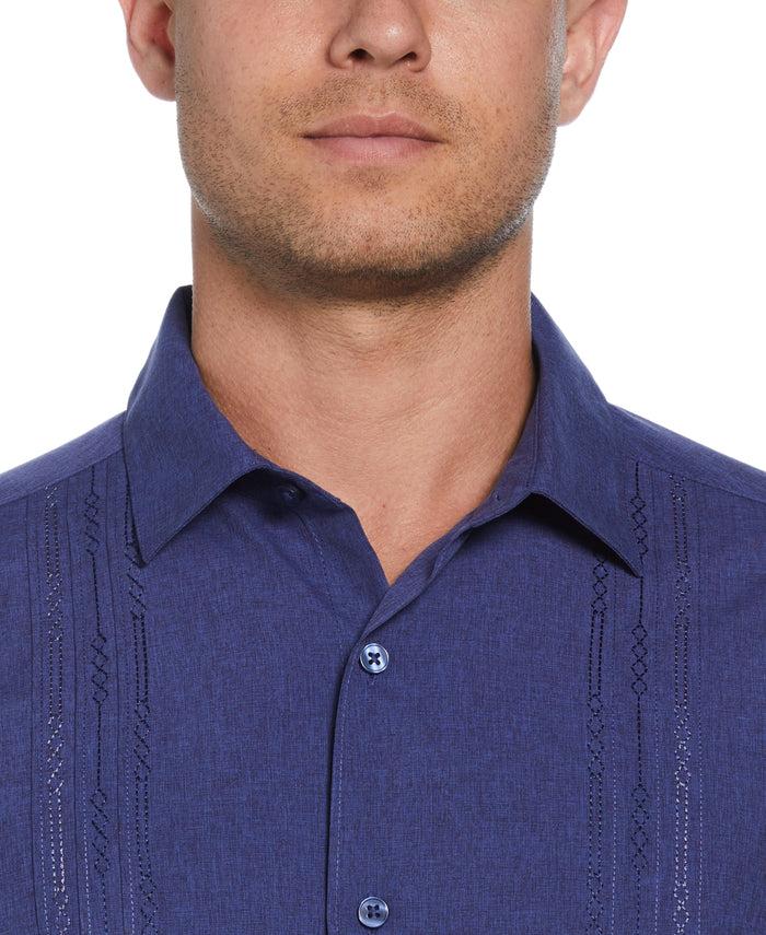 Cubavera Geo Embroidered Panel Shirt Skipper Blue